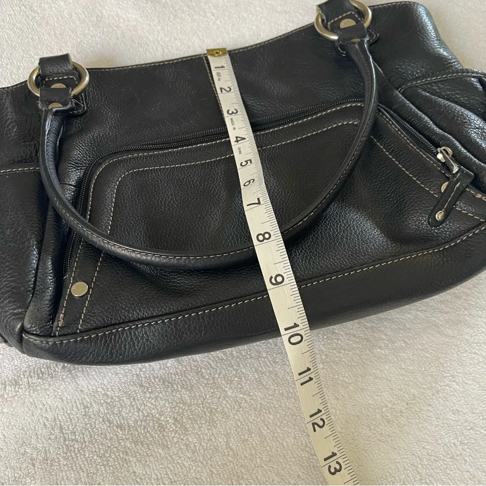 TIGNANELLO Black Pebbled Supple Leather Handbag Purse.